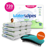 WaterWipes Soapberry Kids Bio, vochtige doekjes, water met zeepextract, vanaf de geboorte, 12 x 60 stuks + Ikoo Home, zonder haarborstel