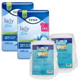 Tena Lady Slim set, gespecialiseerd maandverband, Extra Plus, 2 x 16 stuks + ProSkin Pants Absorberende normale onderbroek, maat M en L, 2 stalen