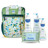 Mustela Layout rugzak, wasgel, 500 ml + reinigingswater, 500 ml + bodymilk, 300 ml + vochtige doekjes, 60 stuks