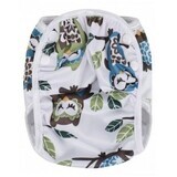 T-Tomi Swimsuit with diaper, white owls, size S 5 - 8 kg