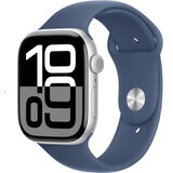 Apple Watch Series 10 GPS 42mm Boîtier en aluminium argenté avec bracelet sport en denim - M/L