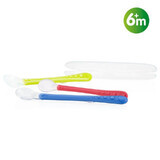 Cuillère en silicone flexible avec longue queue et boîte, 6 mois+, Nuby