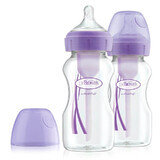 Pack bavoir anti-colique violet avec col large Options+ PP, 2x270 ml, Dr.