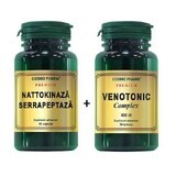Nattokinase Serrapeptase-pakket, 30 capsules + Premium Venotonisch Complex, 30 tabletten, Cosmopharm