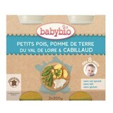 Purée bio de petits pois, pommes de terre et poisson noir, +8 mois, 2x 200g, BabyBio