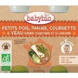 Purée de pois, courgettes et veau bio, +6 mois, 2x200g, BabyBio