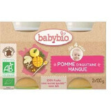 Purée de pommes et de mangues bio, +4 mois, 2x 130g, BabyBio