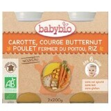 Purée de poulet, carotte, riz et potiron bio, +6mois, 2X200g, BabyBio