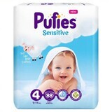 Scutece Maxi Sensitive Nr. 4, 9-14 kg, 88 bucati, Pufies