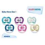 Suzete multicolore cu Inel + Steribox, Talia 1, 2 buc, Baby Nova