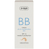 BB cream con SPF 15 tonalità naturale per pelli grasse e miste, 50 ml, Ziaja