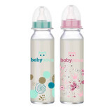 Bottiglia in vetro decorato, 0-24 mesi, 240 ml, BabyNova