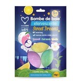 Bombe de baie efervescente pentru copii Sweet Dreams, 3 bucati, Easycare Baby