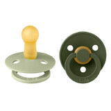 Lot de 2 sucettes rondes en latex coloré, +6 mois, Sage - Hunter Green, Bavoirs