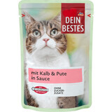 Dein Bestes pouch nat kattenvoer kalfsvlees &amp; kalkoen in jus, 100 g