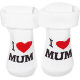 Soxo Șosete baby albe I Love Mum nr 16-18, 1 buc