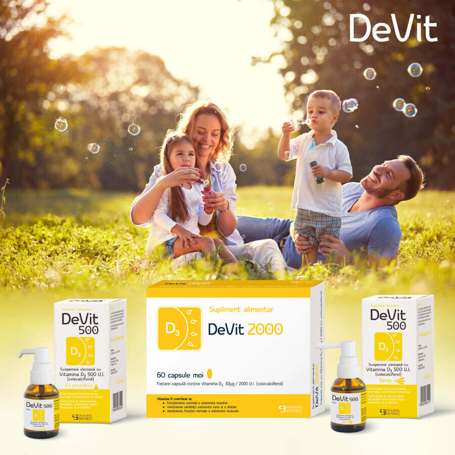 DeVit 500 Vette Suspensie met Vitamine D3 500 I.U. SPRAY, 20 ml, Pharma Brands