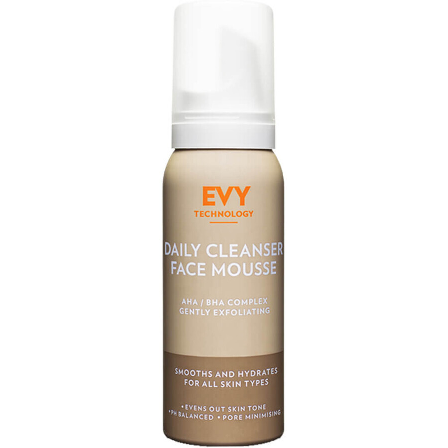 Daily Cleanser Face Mousse - Mousse nettoyante exfoliante avec complexe AHA/BHA et technologie Sebustop, EVY TECHNOLOGY, 100 ml