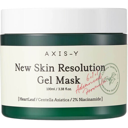 Masque gel New Skin Resolution - Masque visage éclaircissant et apaisant avec feuilles de cœur et 2% de niacinamide, AXIS-Y, 100ml