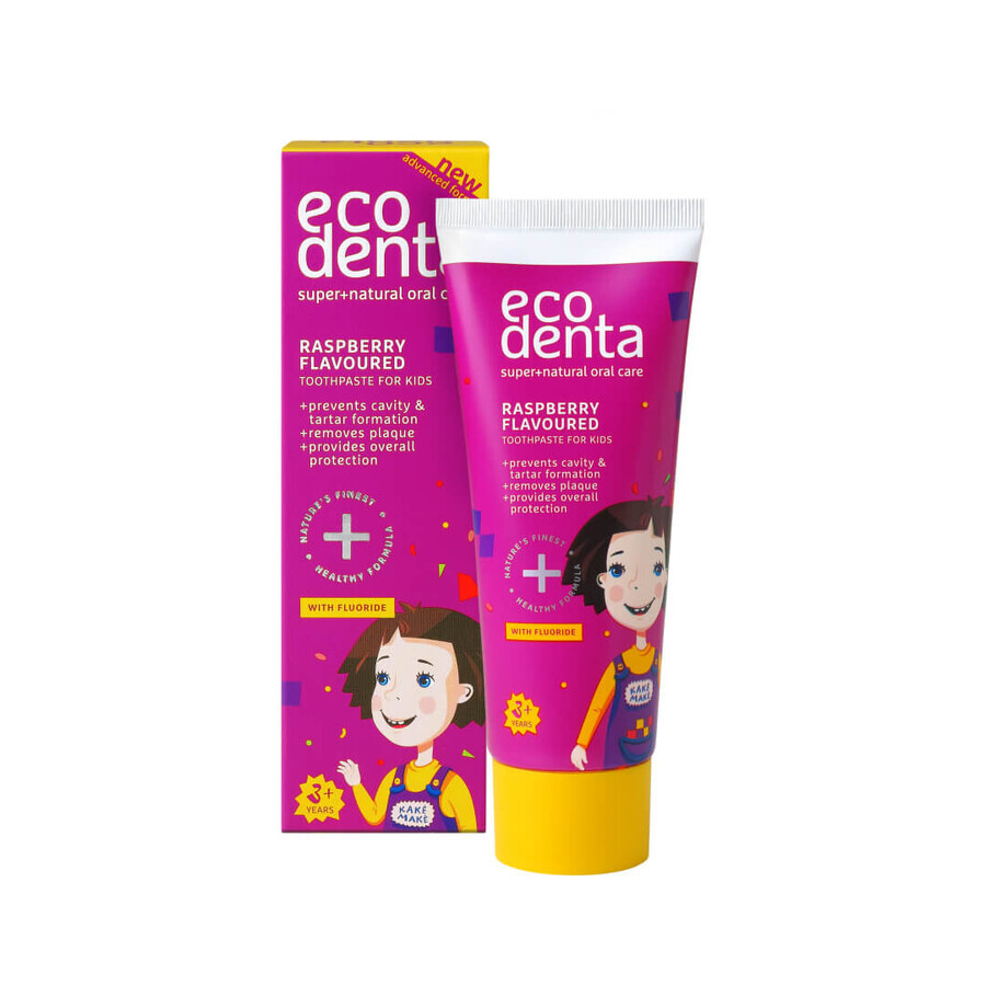 Dentifrice pour enfants contre les caries au goût de framboise, Ecodenta, 75 ml