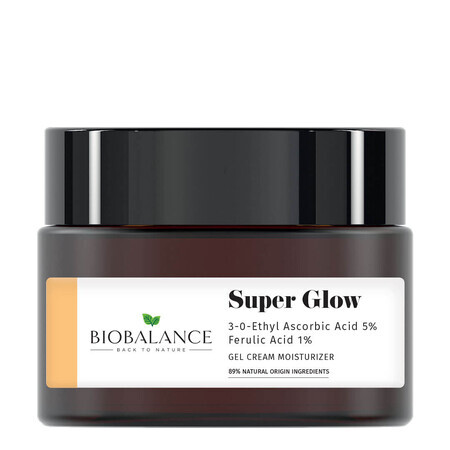 Super Glow Crema-gel iluminatoare cu Acid Ascorbic 5% + Acid Ferulic 1%, antirid, impotriva petelor pigmentare, Bio Balance, 50 ml