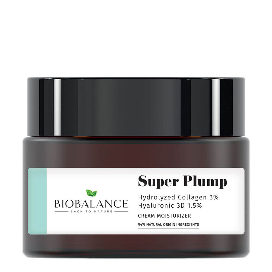 Super Plump Intens hydraterende antirimpelcrème met gehydrolyseerd collageen 3% + hyaluronzuur 3D 1,5%, Bio Balance, 50 ml