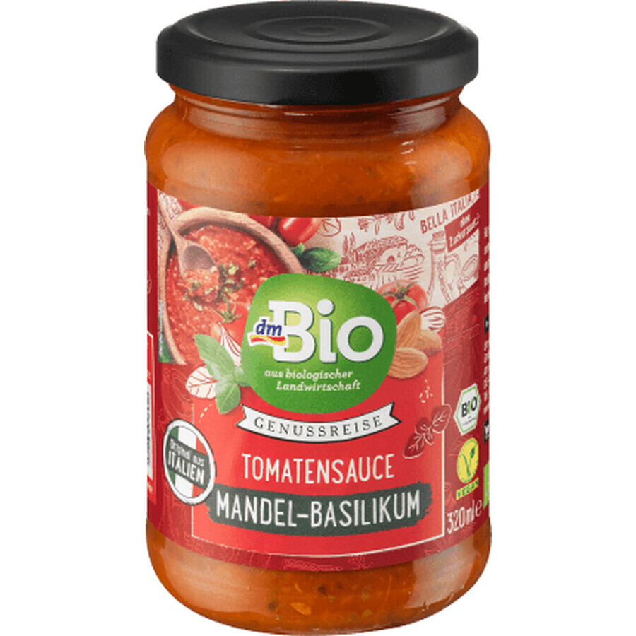 DmBio Biologische tomatensaus met amandelen en basilicum, 340 g