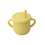 Tazza in silicone con manici e cannuccia, Giallo Pallido, 200 ml, Oaki