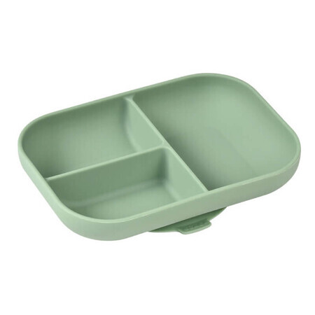 Compartmentalized silicone plate with suction cup, Sage Green, Beaba