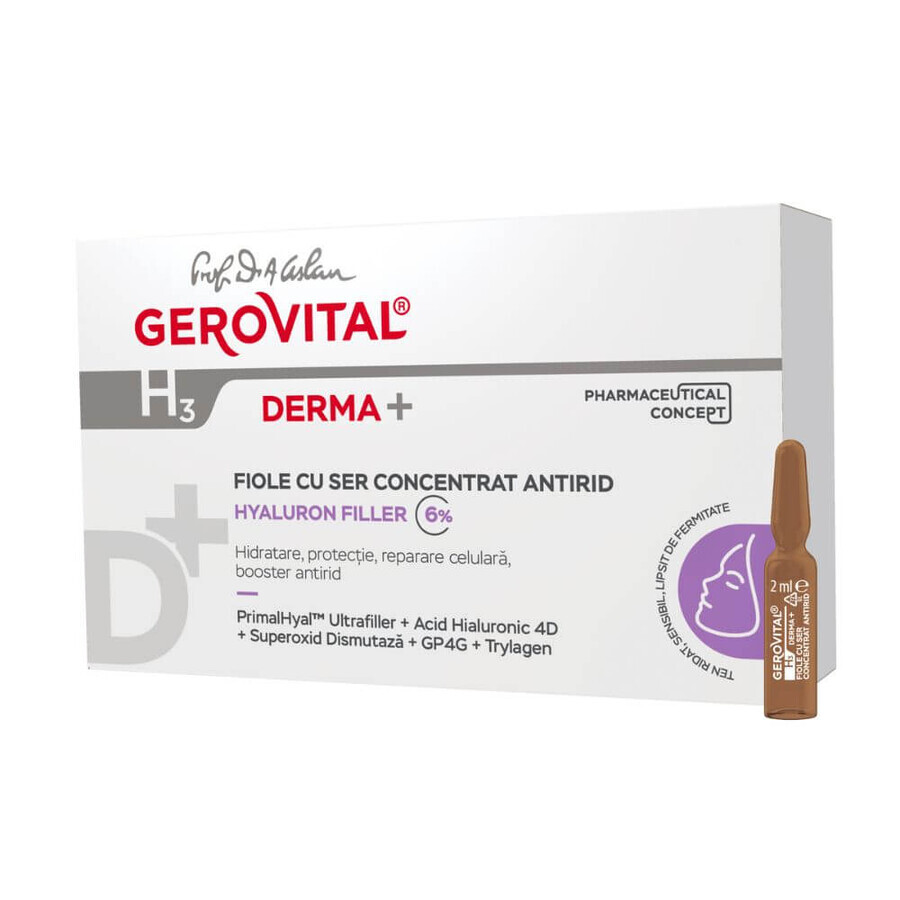 Gerovital H3 Derma+ geconcentreerd antirimpelserum, 10 x 2 ml, Farmec