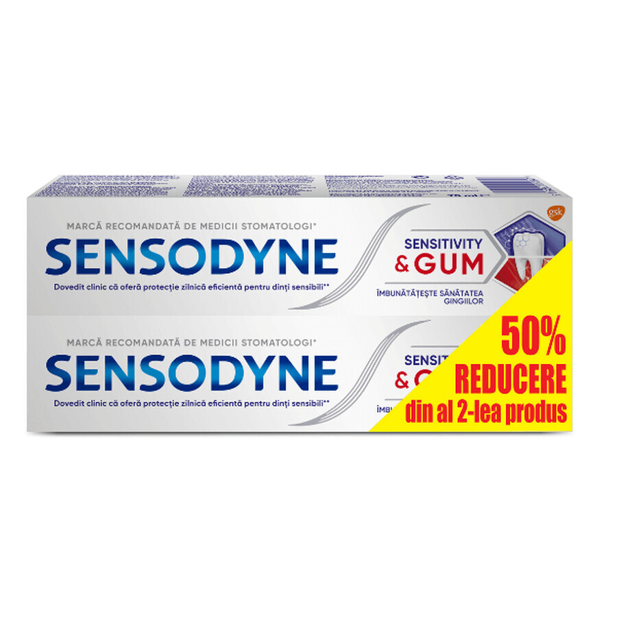 Tandpasta voor gevoelig tandvlees, 75 + 75 ml, Sensodyne