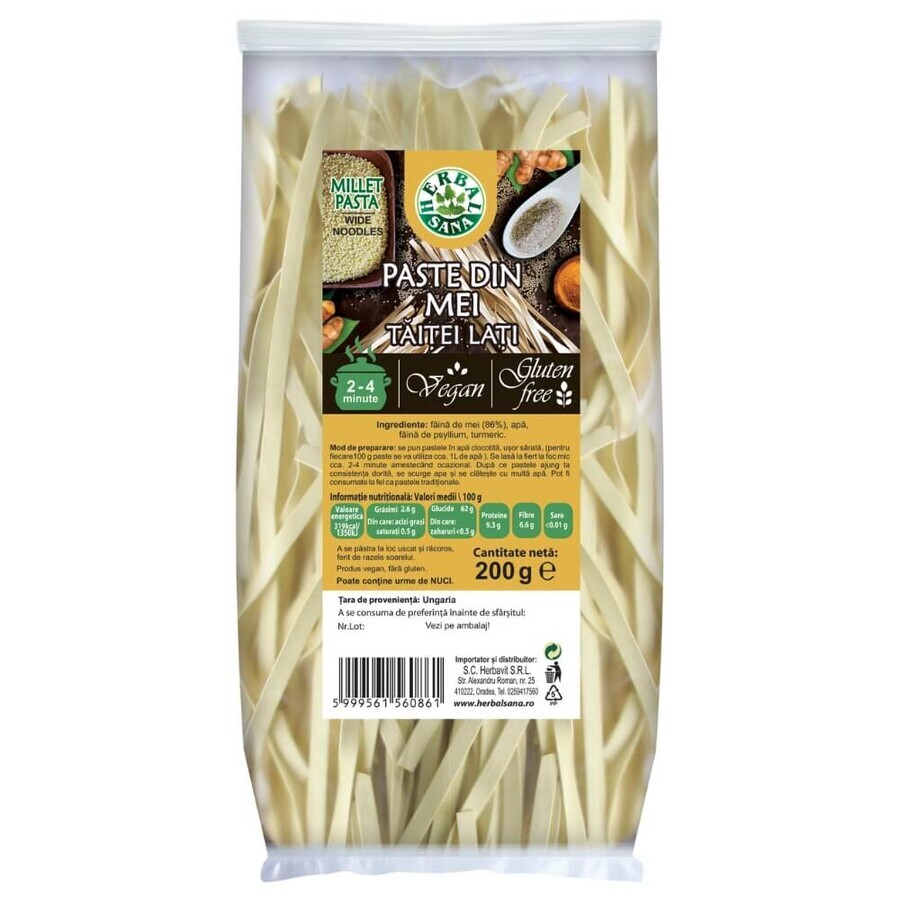 Pasta di miglio, tagliatelle larghe, 200 g, Sana alle erbe