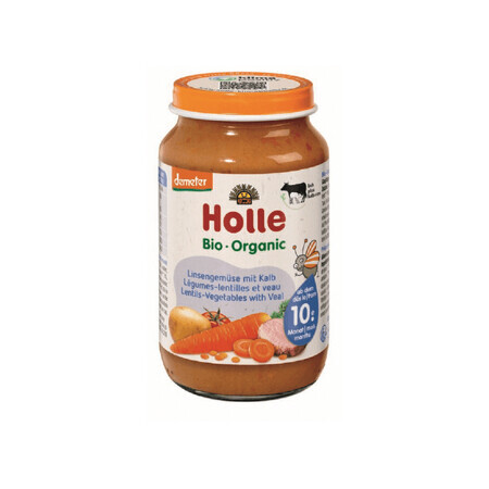 Biologische groentepuree met linzen en kalfsvlees, + 10 maanden, 220 g, Holle