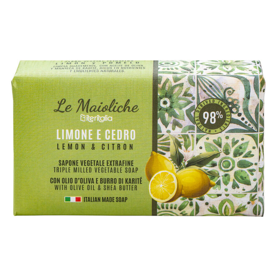 Savon végétal au citron et au cèdre, 175g, Iteritalia