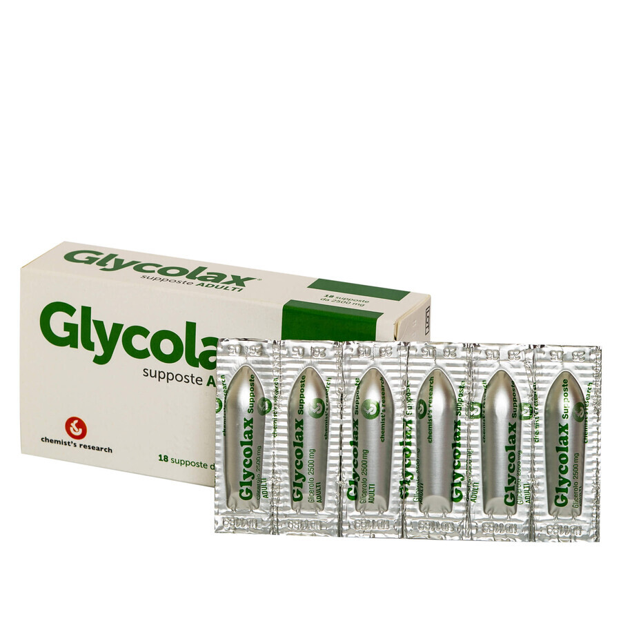 Suppositoires pour adultes, 18 pièces, Glycolax