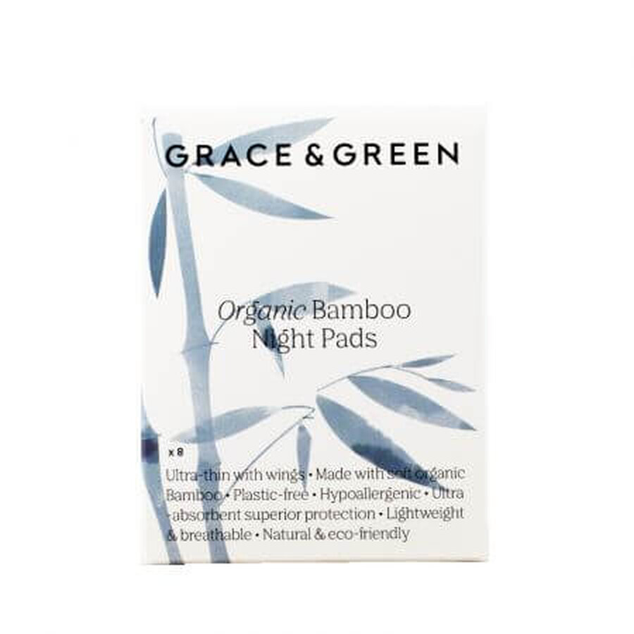 Absorbante de noapte din bambus organic, 8 bucati, Grace and Green