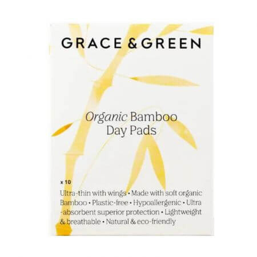 Absorbante din bambus organic de zi, 10 bucati, Grace and Green