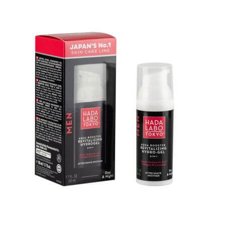 Gel intens hidratant revitalizant 3 in 1 - Lotiune dupa ras de zi si noapte pentru barbati, 50 ml, Hada Labo Tokyo