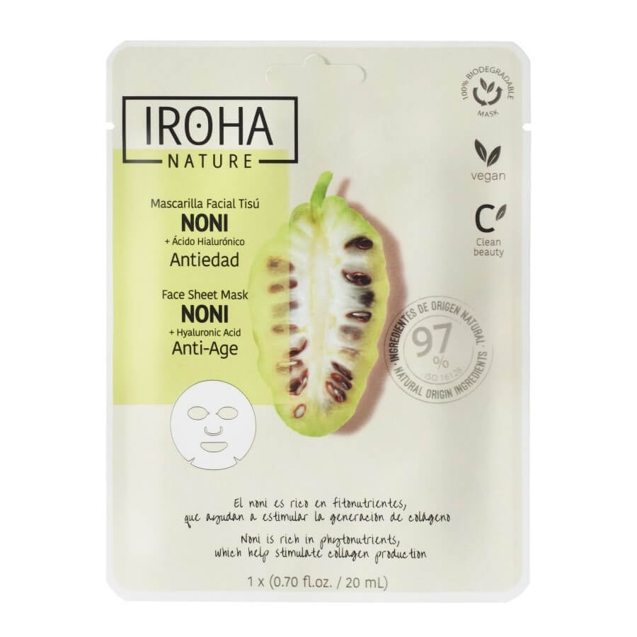 Maschera viso antietà con acido ialuronico ed estratto di noni, 20 ml, Iroha