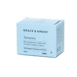 Tampons en coton bio sans applicateur, Super, 18 pièces, Grace and Green