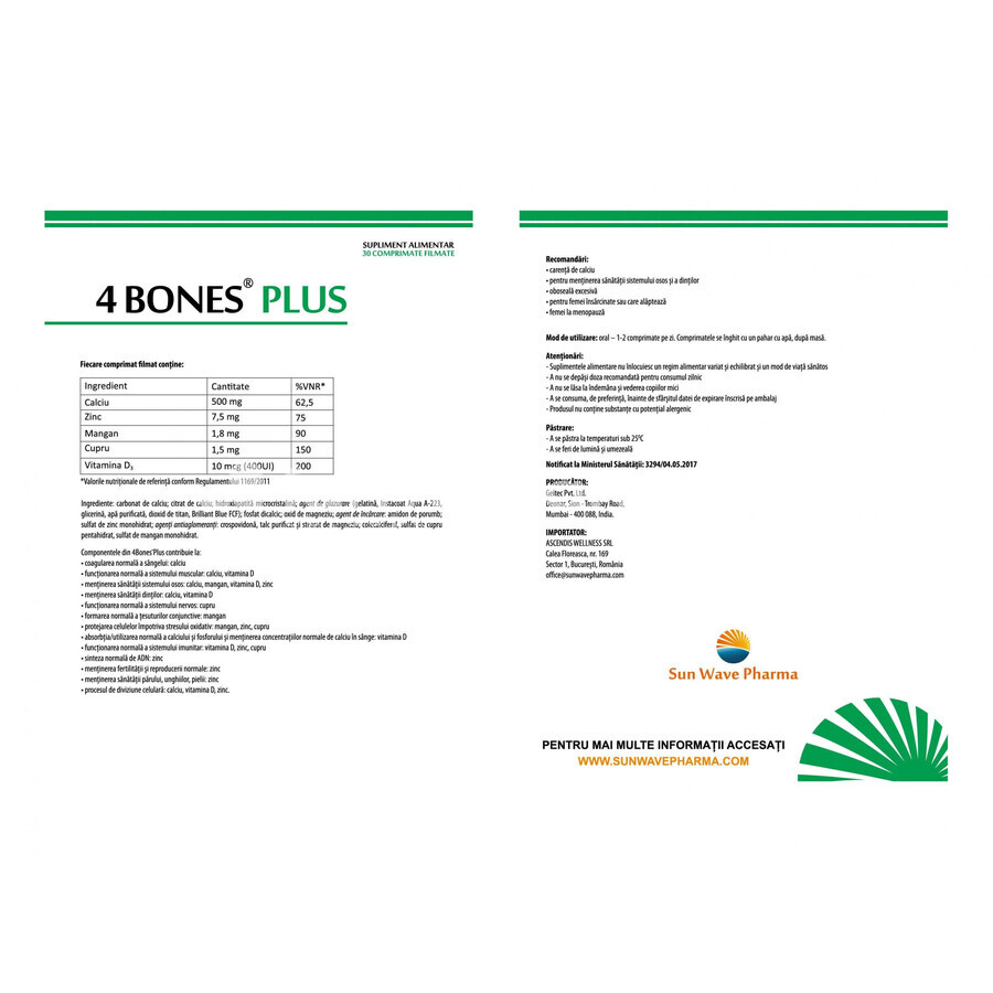 4 Bones Plus, 30 compresse, Sun Wave Pharma