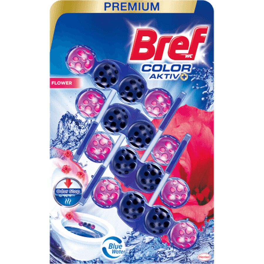 Bref WC Deodorante per WC Color Aktiv Flower, 4 pz