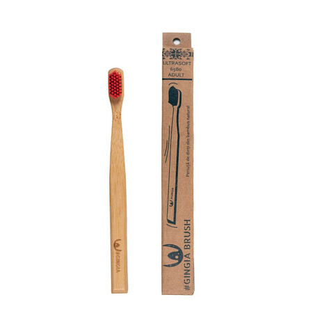Bamboe tandenborstel, 15+ jaar, ultrazacht 6580, rood, 1 stuk, Gingia