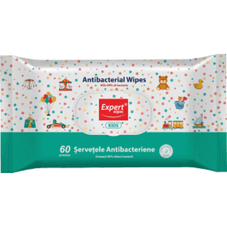 Expert Wipes antibacteriële vochtige doekjes voor kinderen, 60 stuks