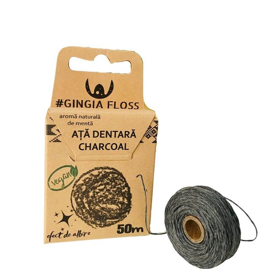 Fil dentaire en carbone naturel et fibre cirée, 50 m, Gingia