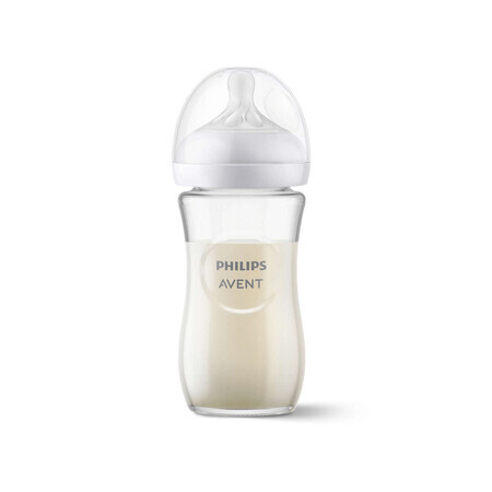 Biberon en verre Natural Response, 1 mois et plus, 240 ml, Philips Avent