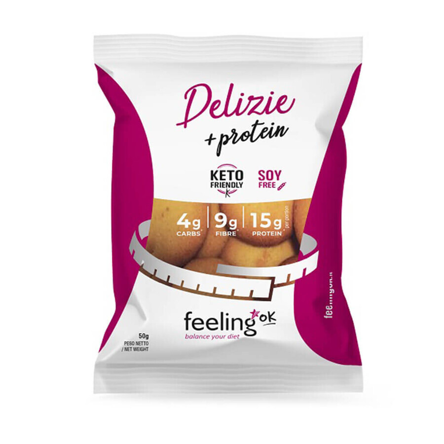 Biscuiti Low-Carb Delizie cu vanilie si lamaie, 50 g, Feeling Ok