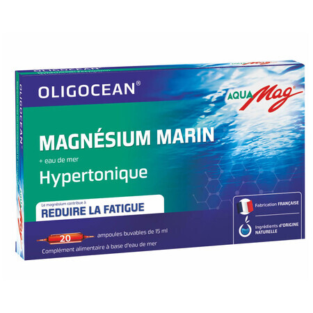 Magnésium marin Aquamag, 20 flacons, Oligocéan