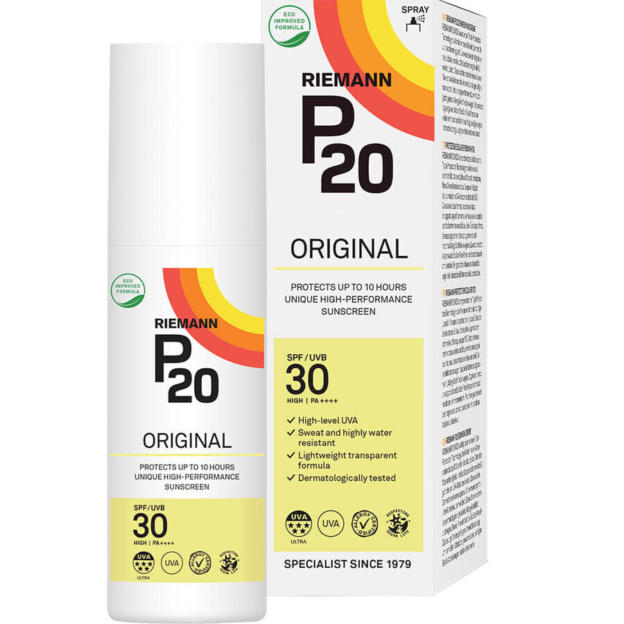 Spray transparent de protection solaire SPF 30 Original, 85 ml, Riemann P20