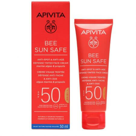 Bee Sun Safe tinted anti-spot sun protection cream SPF50, 50 ml, Apivita